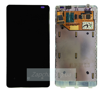 Дисплей для Nokia 800 (Lumia) в рамке + тачскрин (черный)