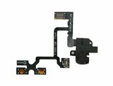 Шлейф для iPhone 4 с кнопками регулировки звука, конектором наушников, черный