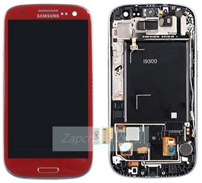 Дисплей для Samsung i9300 Galaxy S III + тачскрин + рамка (красный)