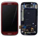 Дисплей для Samsung i9300 Galaxy S III + тачскрин + рамка (красный) ОРИГ100%
