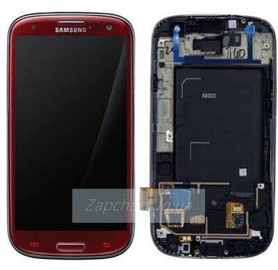 Дисплей для Samsung i9300 Galaxy S III + тачскрин + рамка (красный) ОРИГ100%