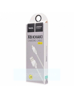 Кабель USB HOCO (X6 Khaki) microUSB (1м) (белый)