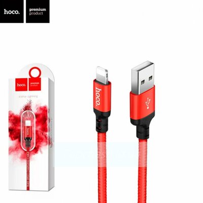 Кабель USB HOCO (X14) для iPhone Lightning 8 pin (2м) (черно-красный)