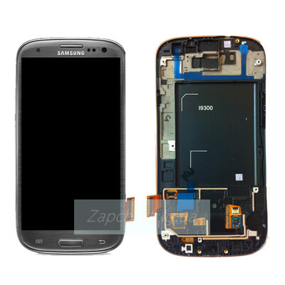 Дисплей для Samsung i9300 Galaxy S III + тачскрин + рамка (серый) ОРИГ100%