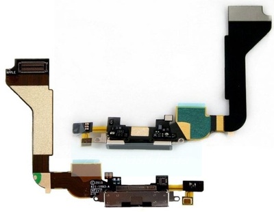 Шлейф для iPhone 4 + разъем зарядки (черный) ориг