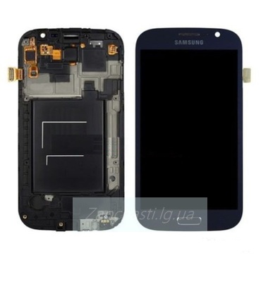 Дисплей для Samsung i9082 Galaxy Grand Duos + тачскрин с рамкой (синий)