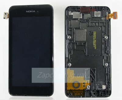 Дисплей для Nokia 530 (Lumia) (RM1019) в рамке + тачскрин (черный)