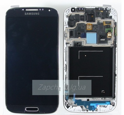 Дисплей для Samsung i9500 Galaxy S 4 + тачскрин + рамка (черный) ОРИГ100%