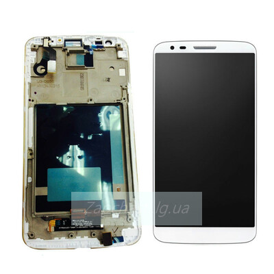 Дисплей для LG D800 G2/D801/D803 + touchscreen, белый, 34 pin, с передней панелью, оригинал (Китай)