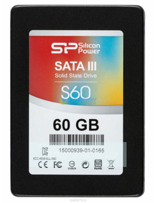 SSD накопитель SILICON POWER S60 SP060GBSS3S60S25 60Гб, 2.5", SATA III