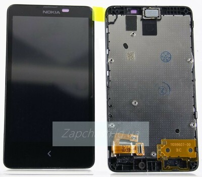 Дисплей для Nokia X (RM980) в рамке + тачскрин (черный)