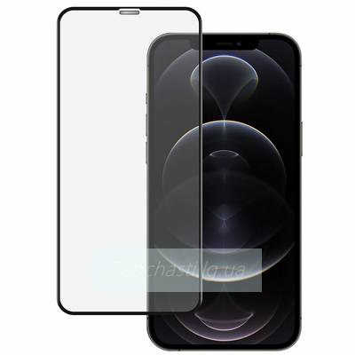 Защитное стекло Премиум для iPhone 12 Pro Max Черное (Закалённое+, полное покрытие)