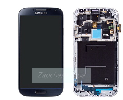 Дисплей для Samsung i9500 Galaxy S 4 + тачскрин + рамка (синий) ОРИГ100%