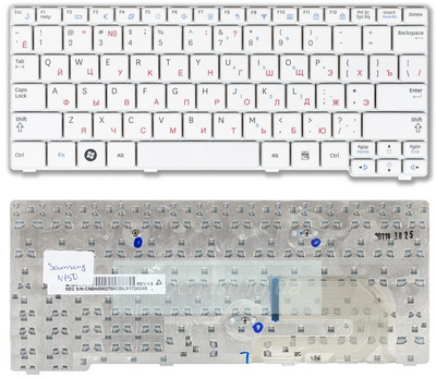 Клавиатура для ноутбука SAMSUNG (N128, N143, N145, N148, N150, NB20, NB30) rus, White