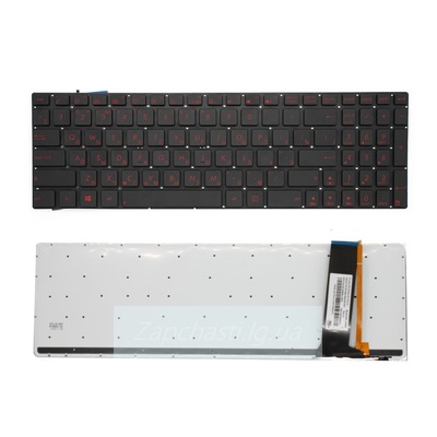 Клавиатура для ноутбука ASUS (G56, N56, N76) rus, black, без фрейма, подсветка клавиш
