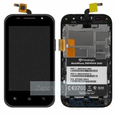 Дисплей для Prestigio MultiPhone PAP 4044 DUO + touchscreen, чёрный, с передней панелью
