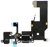 Шлейф для iPhone 5 с разъёмом зарядки, коннектором наушников и микрофоном, черный