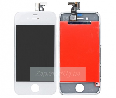 Дисплей для iPhone 4 + тачскрин белый с рамкой AAA
