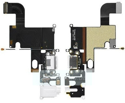 Шлейф для iPhone 6 + разъем зарядки + разъем гарнитуры + микрофон (белый) ORIG