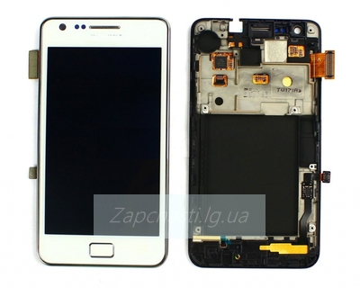 Дисплей для Samsung i9100 + тачскрин с рамкой (белый)