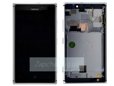 Дисплей для Nokia 925 Lumia + touchscreen, чёрный, с передней панелью