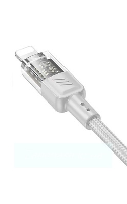 Кабель USB HOCO (U129 Spirit) 60W 3A для iPhone Lightning 8 pin (1,2м) (серый)
