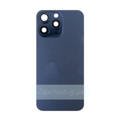 Задняя крышка для iPhone 15 Pro в сборе со стеклом камеры Синий (стекло, MagSafe, логотип) ORIG