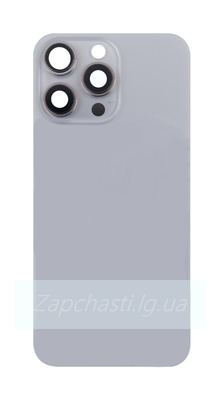 Задняя крышка для iPhone 15 Pro Max в сборе со стеклом камеры Серый (стекло, MagSafe, логотип) ORIG
