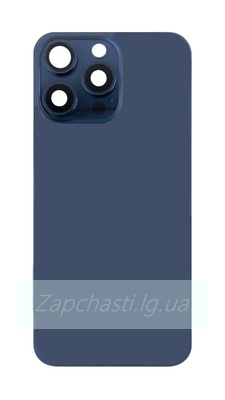Задняя крышка для iPhone 15 Pro Max в сборе со стеклом камеры Синий (стекло, MagSafe, логотип) ORIG
