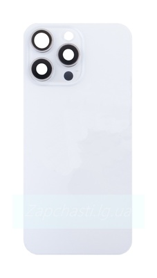 Задняя крышка для iPhone 15 Pro Max в сборе со стеклом камеры Белый (стекло, MagSafe, логотип) ORIG