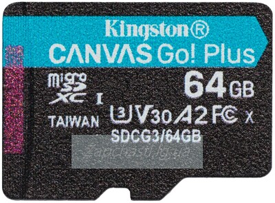 Карта памяти MicroSDXC 64GB Kingston Canvas Go Plus 170R A2 U3 V30 Card + ADP EAN: 740617301045