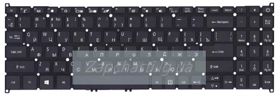 Клавиатура для ноутбука ACER (A315-54 A315-54G A315-55 A315-55G E5-522, E5-522G, V3-574G, E5-573, E5-573G, E5-573T, E5-573T, E5-532G, E5-722, E5-772) rus, black, без фрейма + подсветка ORIGINAL