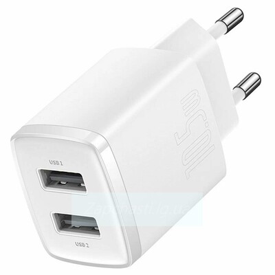 СЗУ Baseus Compact Charger 2U (2-USB/2.1A) 10.5W (белый) (CCXJ010202)