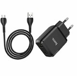 СЗУ HOCO N7 Speedy (2-USB/2.1A) + micro USB кабель (черный)