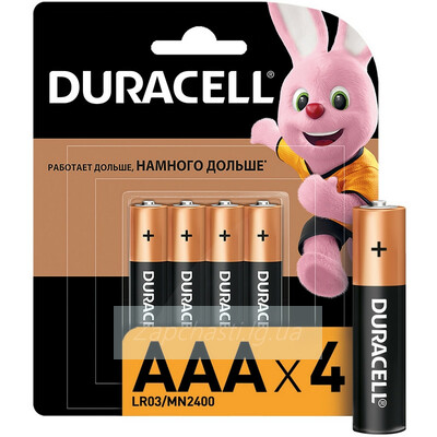 Батарейка Duracell LR03 AAA 1.5V (4 шт. в блистере)