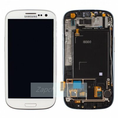 Дисплей для Samsung i9300 Galaxy S III + тачскрин + рамка (белый) ОРИГ100%