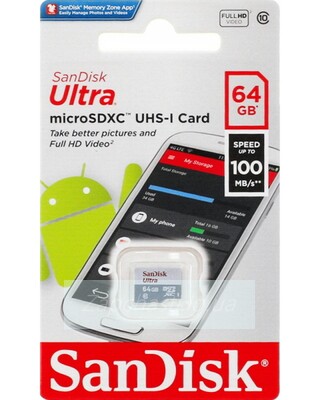 Карта памяти MicroSDHC 64GB SanDisk Ultra Light UHS-I 100MB/s Class 10 без адаптера