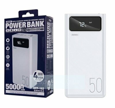 Портативное зарядное устройство (Power Bank) Remax RPP-162 50000 mAh (10W, 4USB, MicroUSB, Type-C, Lightning) Белый