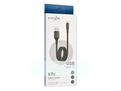 Кабель USB VIXION (K9 Ceramic) Type-C (1м) (черно/белый)