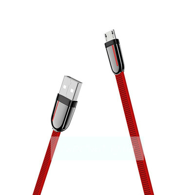 Кабель USB HOCO (U74) microUSB (1,2м) плоский (красный)