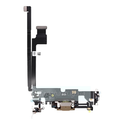 Шлейф для iPhone 12 Pro Max + разъем зарядки + микрофон (черный)