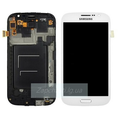 Дисплей для Samsung i9082 Galaxy Grand Duos + тачскрин с рамкой (белый)