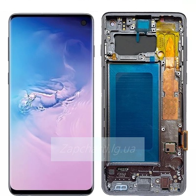 Дисплей для Samsung G973F Galaxy S10 в рамке + тачскрин (черный) ORIG 100%