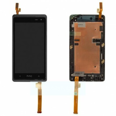 Дисплей для HTC 600 Desire Dual sim /606w + touchscreen, красный, с передней панелью