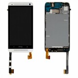 Дисплей для HTC 802w One M7 Dual Sim + touchscreen, чёрный, с передней панелью белого цвета