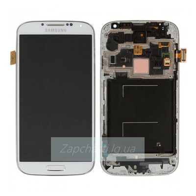 Дисплей для Samsung i9500 Galaxy S 4 + тачскрин + рамка (белый) ОРИГ100%