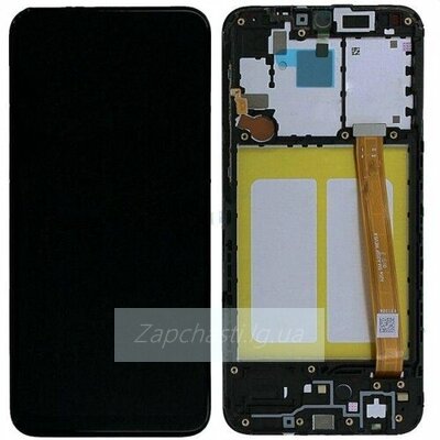 Дисплей для Samsung A202F Galaxy A20e в рамке + тачскрин (черный) ORIG 100%