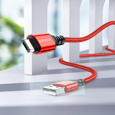 Кабель USB BOROFONE (BX54) Ultra Bright microUSB (1м) (красный)