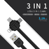 USB кабель Remax Lesu RC-066TH (3 в1 lightning+micro-USB+Type-C) (черный)