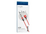 Кабель USB VIXION (K30) Lightning/micro/type-c (1м) магнитный (красный)